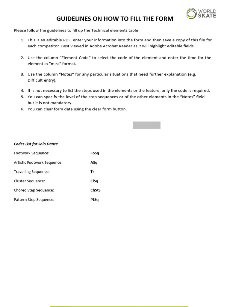 Program Element Content Sheet Solo Dance 2022 1 | PDF