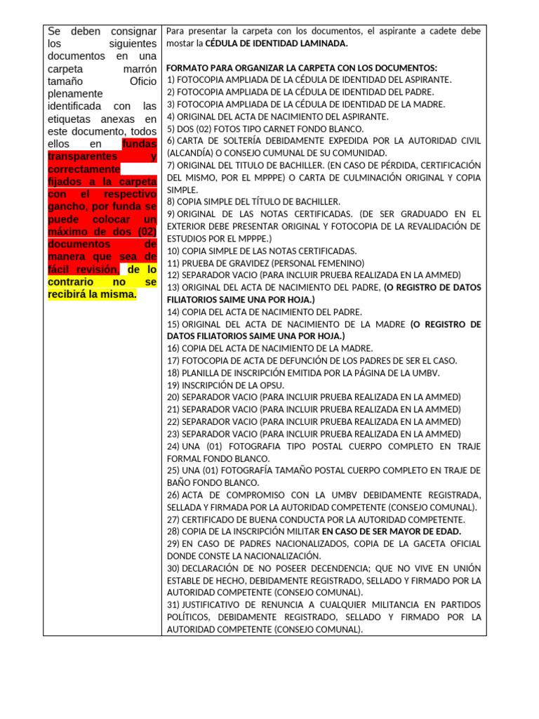 Documentación para Aspirantes 2025 | PDF | Certificado de nacimiento