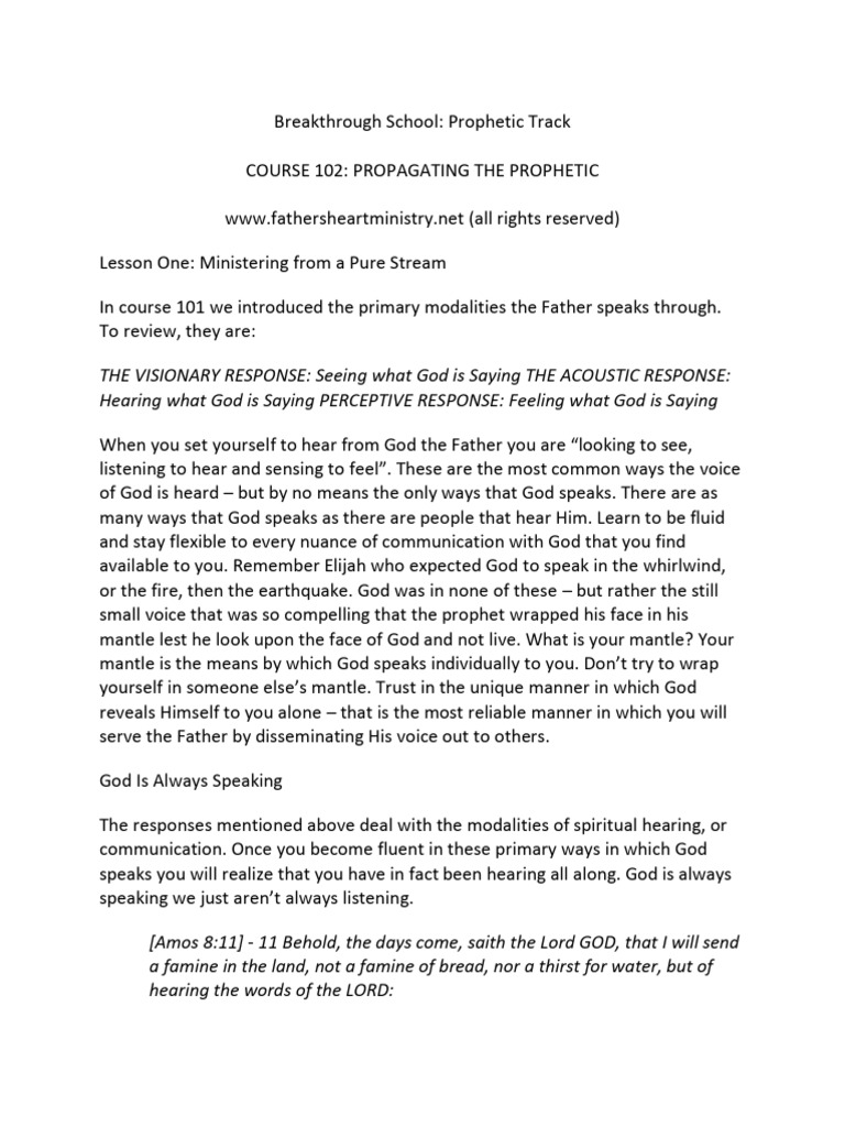 Prophetic Communication Training Course | PDF | Prophecy | Jesus