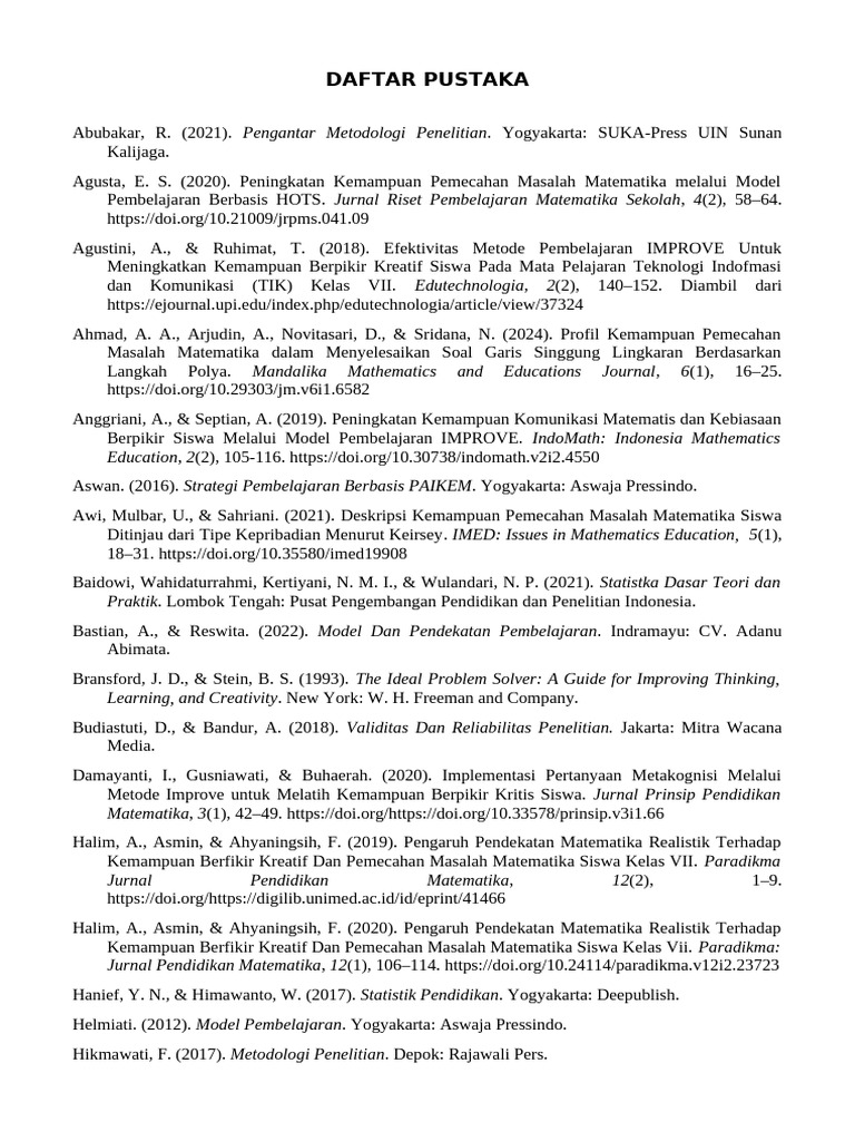 Daftar Pustaka Metodologi Pembelajaran | PDF