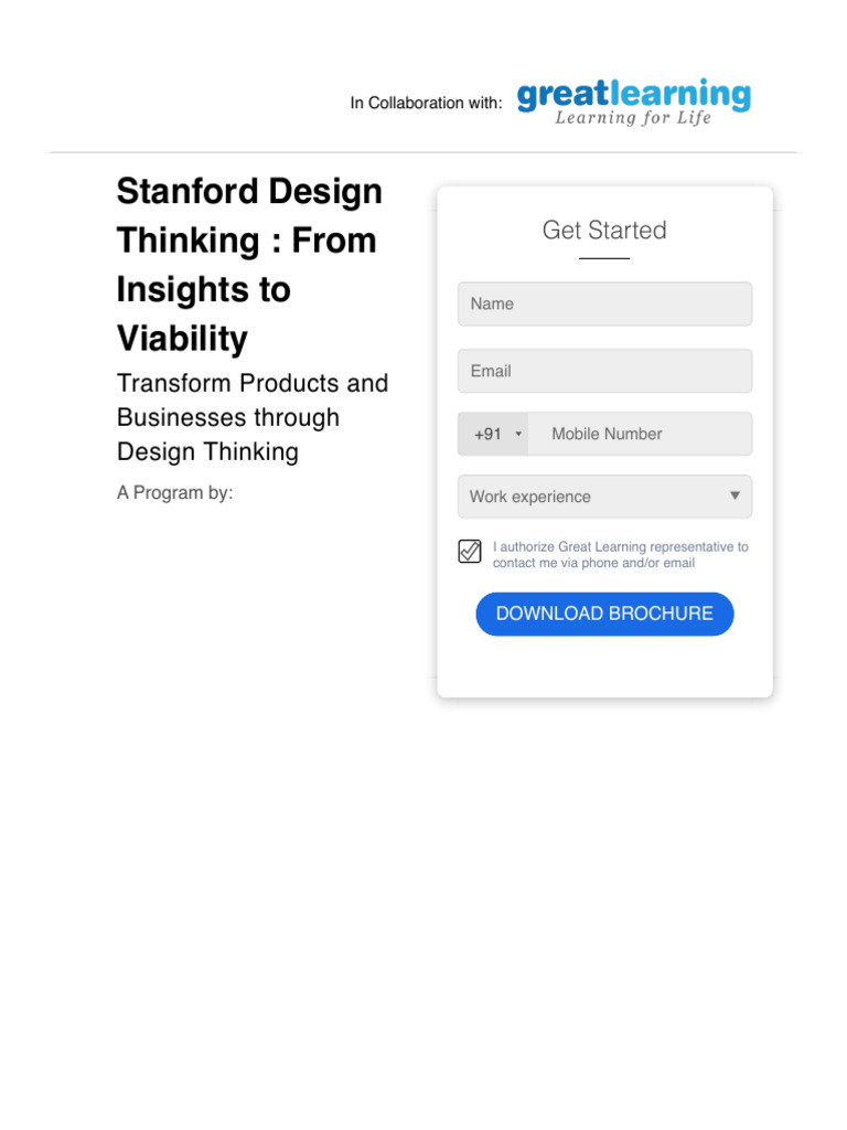 Stanford Design Thinking Certificate Program | PDF | Design Thinking ...