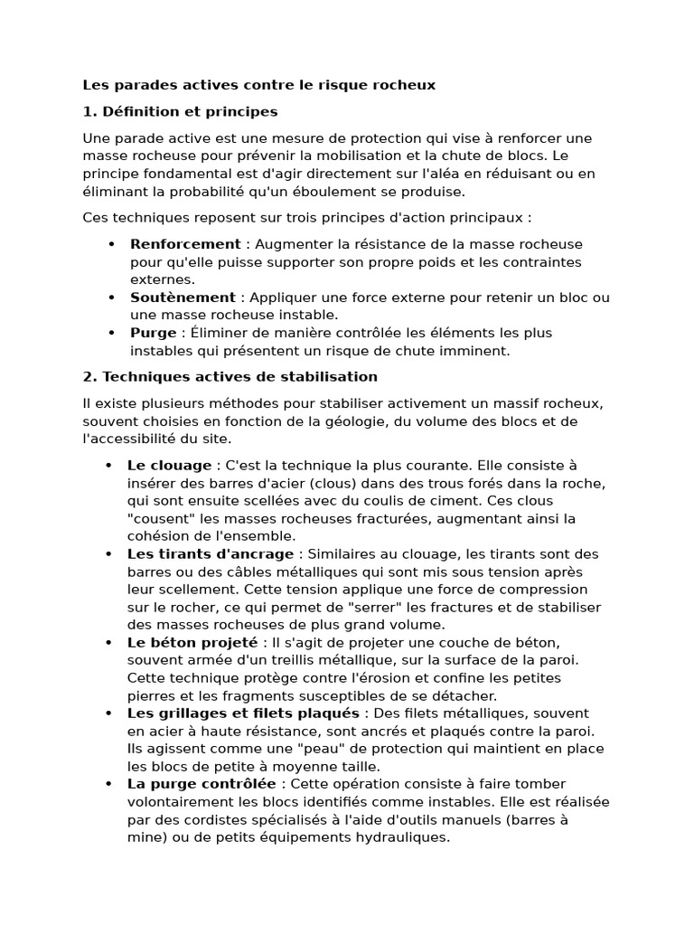 Parades actives contre le risque rocheux | PDF