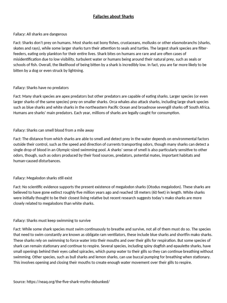 Shark Fallacies | PDF | Sharks | Predation
