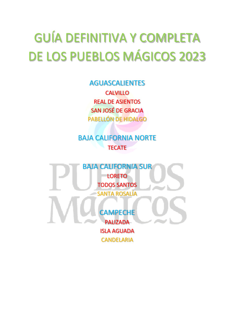 Pueblos Mágicos de México 2023 | PDF | México | Turismo