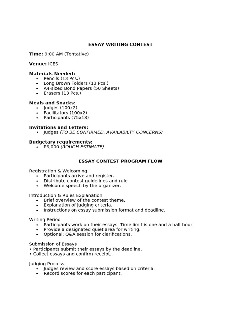 Essay Contest Judging Criteria | PDF | Essays | Writing