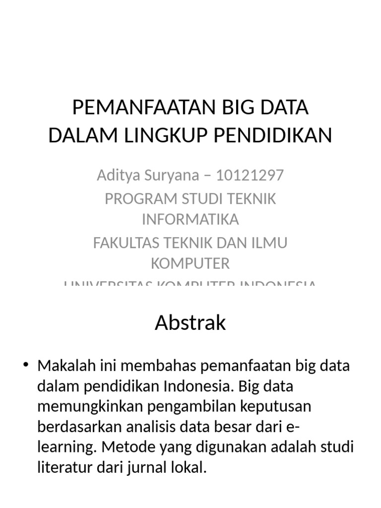 Pemanfaatan Big Data Dalam Pendidikan | PDF
