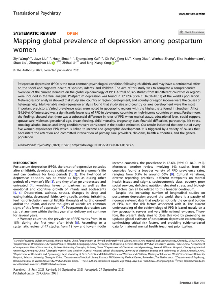 Global Prevalence of Postpartum Depression | PDF | Postpartum ...