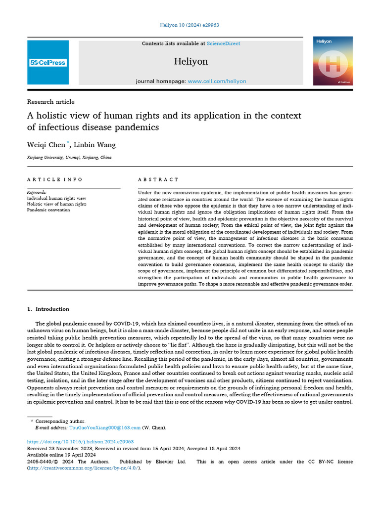 A Holistic View of Human Rights and Its Application in The Context 2024 ...