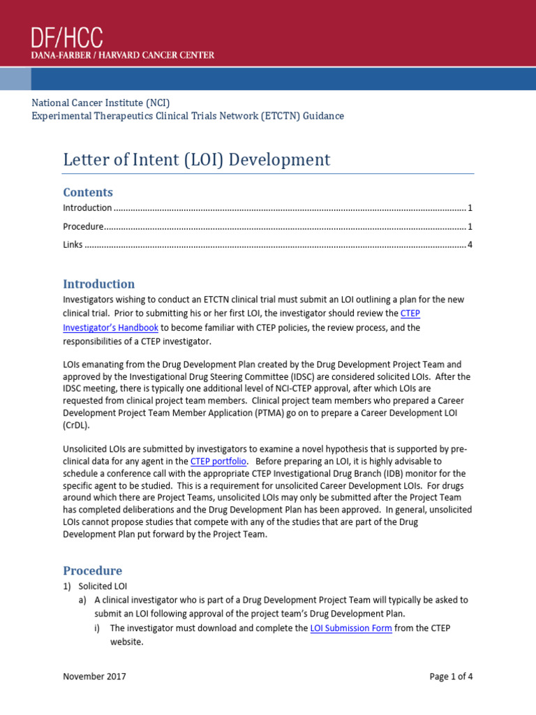 ETCTN LOI Development Guidelines | PDF | Clinical Trial | Drug Development
