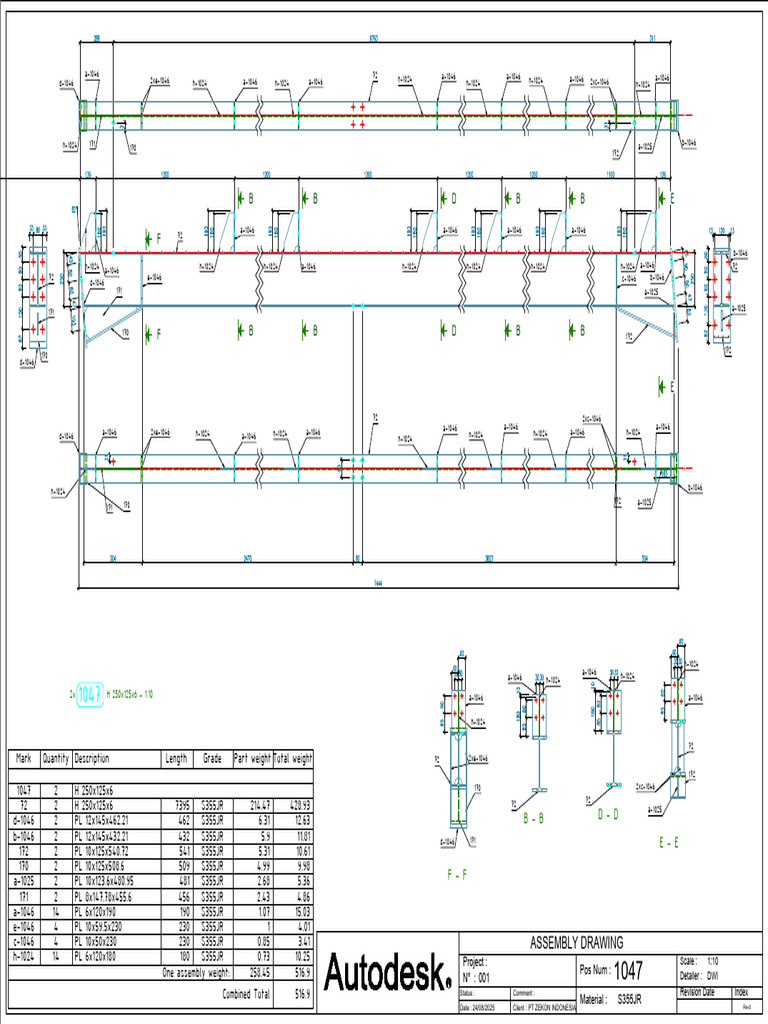 Sheet 060 Assembly 1047 - A0.dwg-A0 Advance Steel | PDF