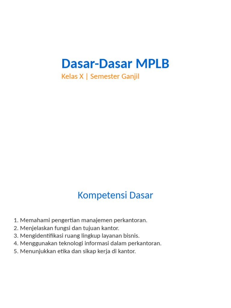 Dasar-Dasar MPLB Kelas 10 Semester 1 | PDF