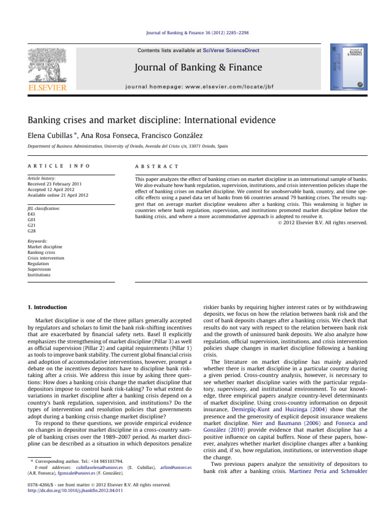 Impact of Banking Crises on Market Discipline | PDF | Standard Score ...