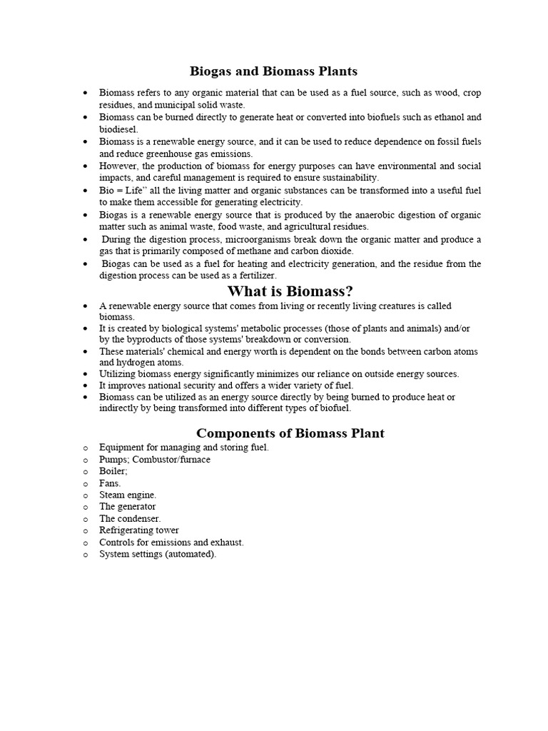 Biogas and Biomass Energy Overview | PDF | Biofuel | Gasification
