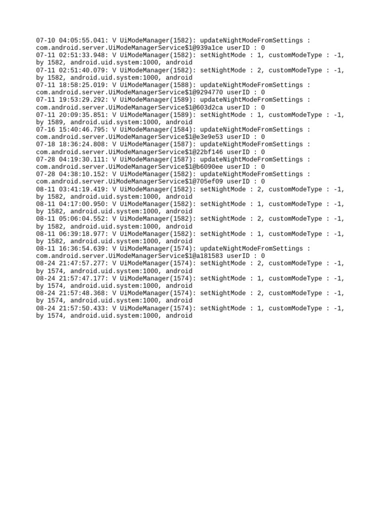 Android Night Mode Log Updates | PDF