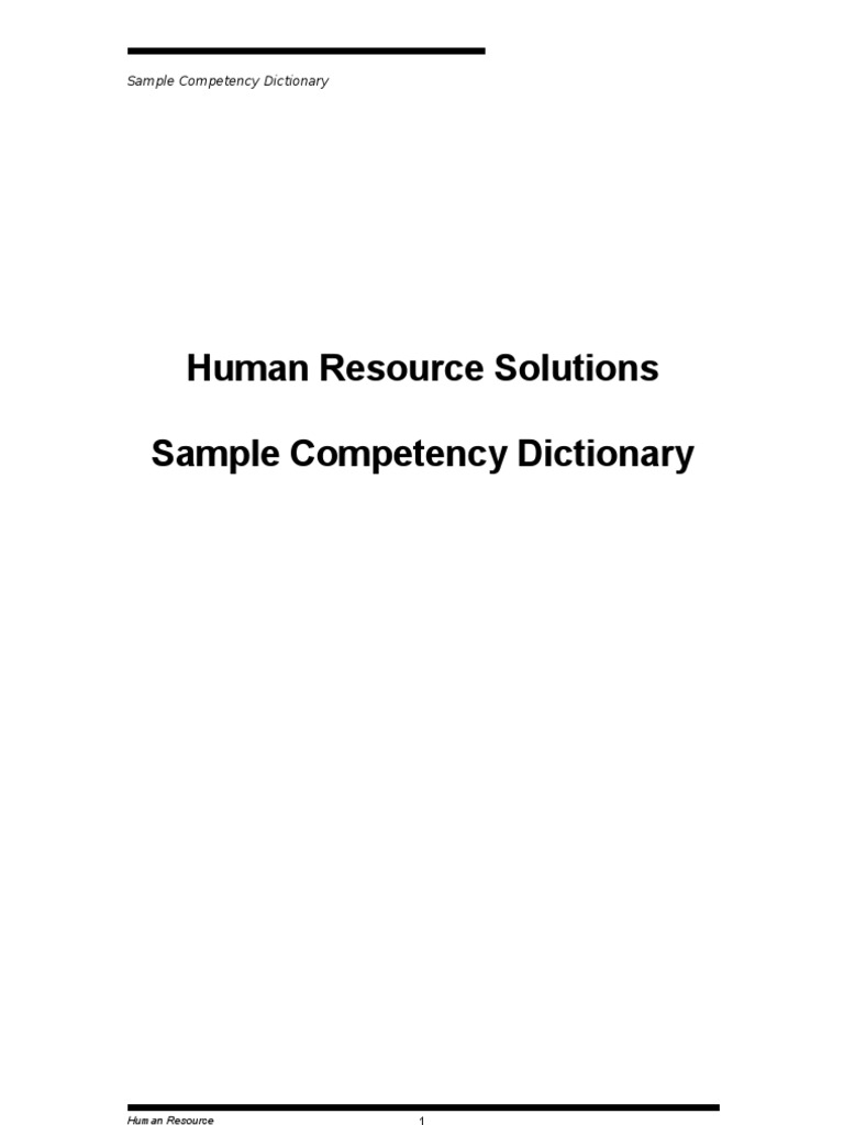 Competency Dictionary | PDF | Competence (Human Resources) | Creativity