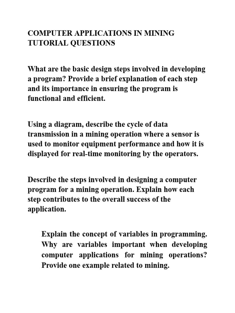 Computer Applications in Mining Guide | PDF