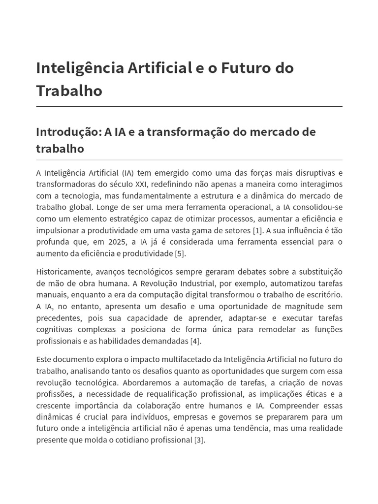 Impactos da IA no Futuro do Trabalho | PDF | Inteligência artificial ...