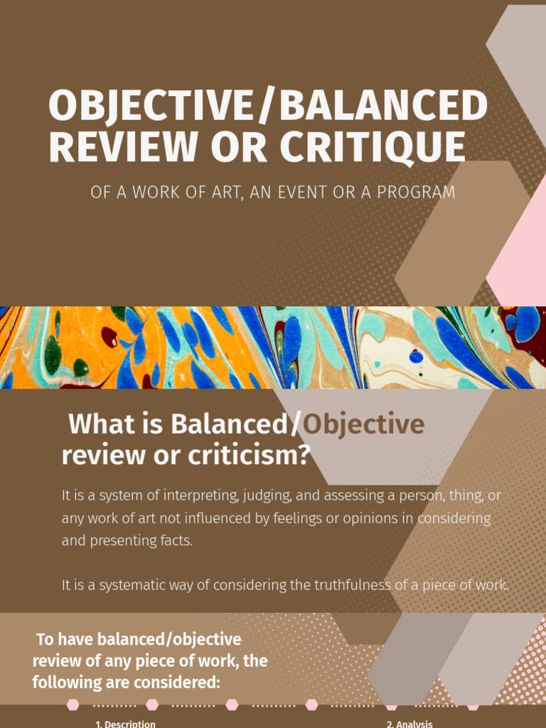Objectivebalanced Review or Critique of A Work of Art An Event or A ...