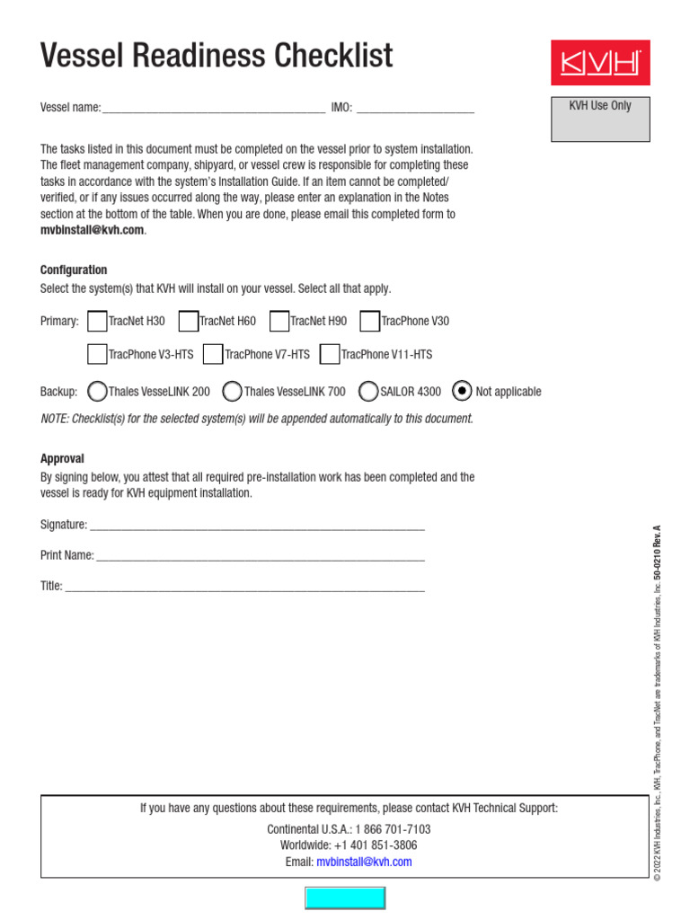 Vessel Readiness Checklist for Installation | PDF | Information And ...