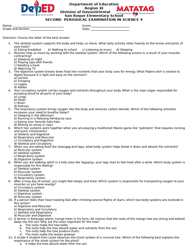 Science 4 Periodical Exam Questions | PDF | Foods | Butterfly