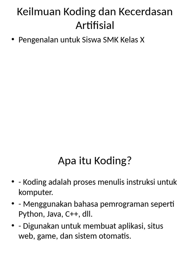 Koding dan Kecerdasan Artifisial untuk SMK | PDF