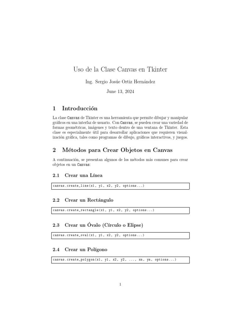 Canvas en Tkinter: Guía de Uso y Métodos | PDF | Informática | Software ...