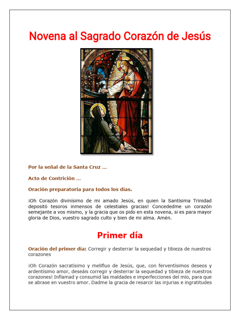 Novena Al Sagrado Corazón de Jesús | PDF | orador del Señor | Oración