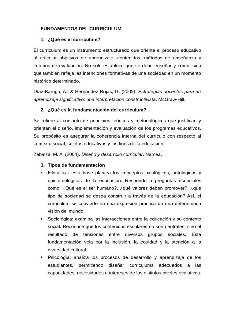 Fundamentos del Curriculum Educativo | PDF | Plan de estudios | Aprendizaje