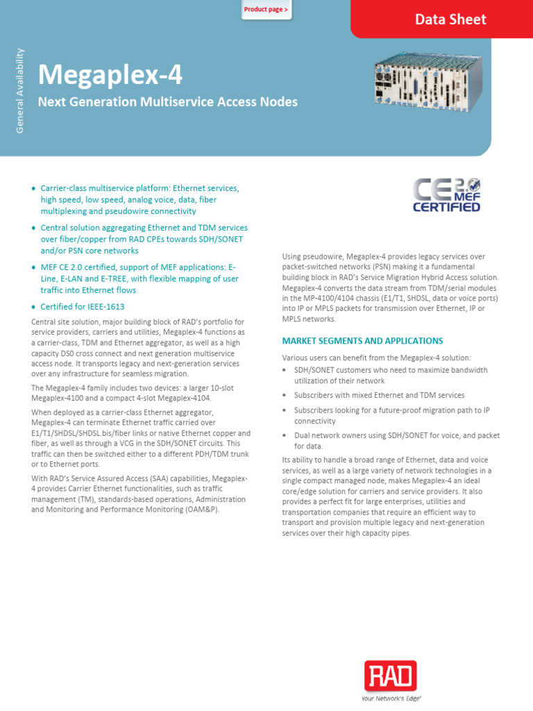 Megaplex-4 Multiservice Access Nodes | PDF | Computer Network ...