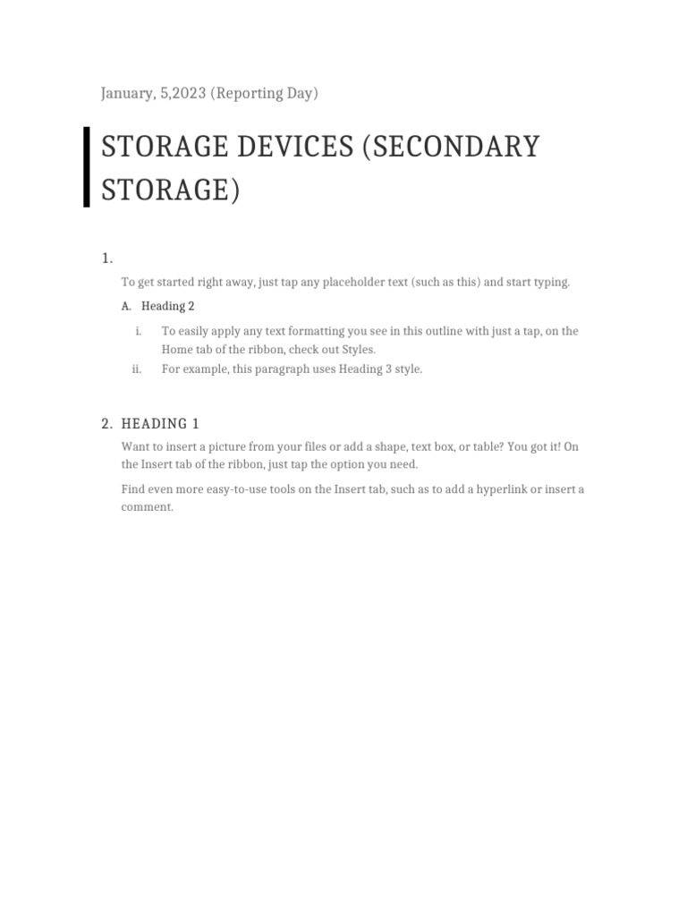 Storage Devices (Secondary Storage) : January, 5,2023 (Reporting Day) | PDF