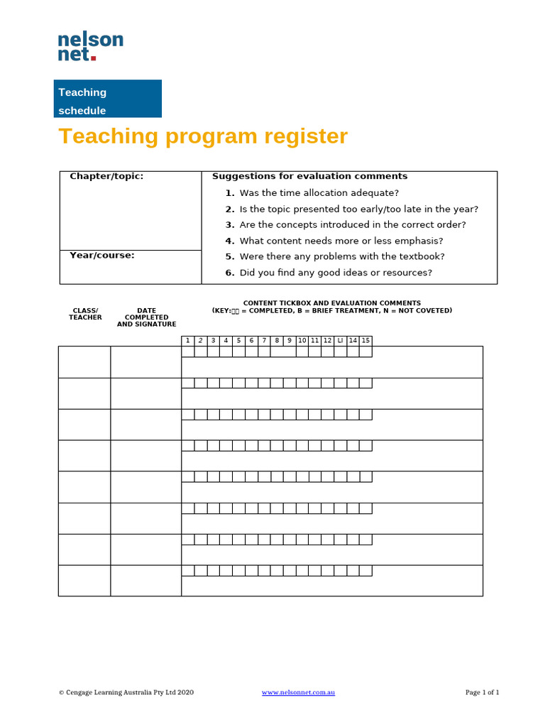 Teaching Program Evaluation Checklist | PDF