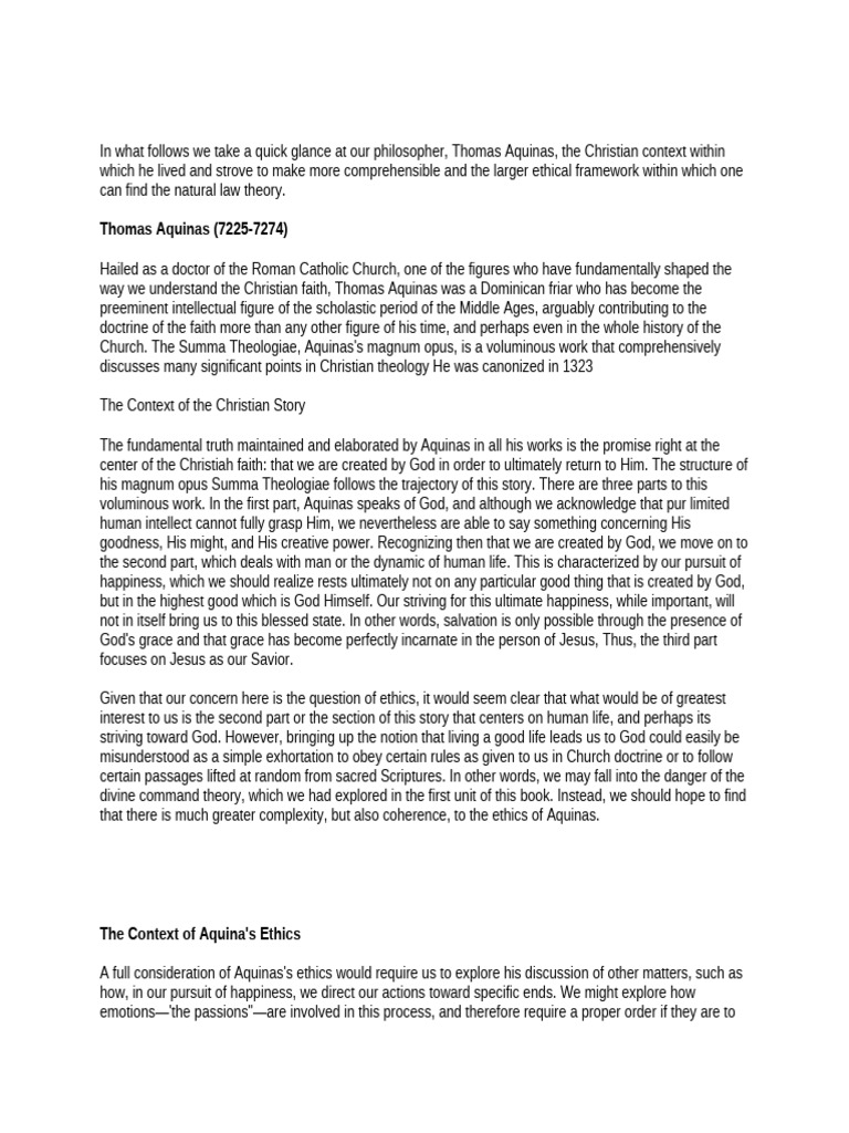 Thomas Aquinas and Natural Law Ethics | PDF | Thomas Aquinas | Conscience