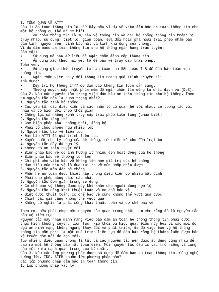 1. TỔNG QUAN VỀ ATTT | PDF
