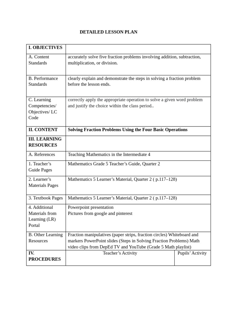 Teaching Fractions: Lesson Plan Guide | PDF | Multiplication | Mathematics