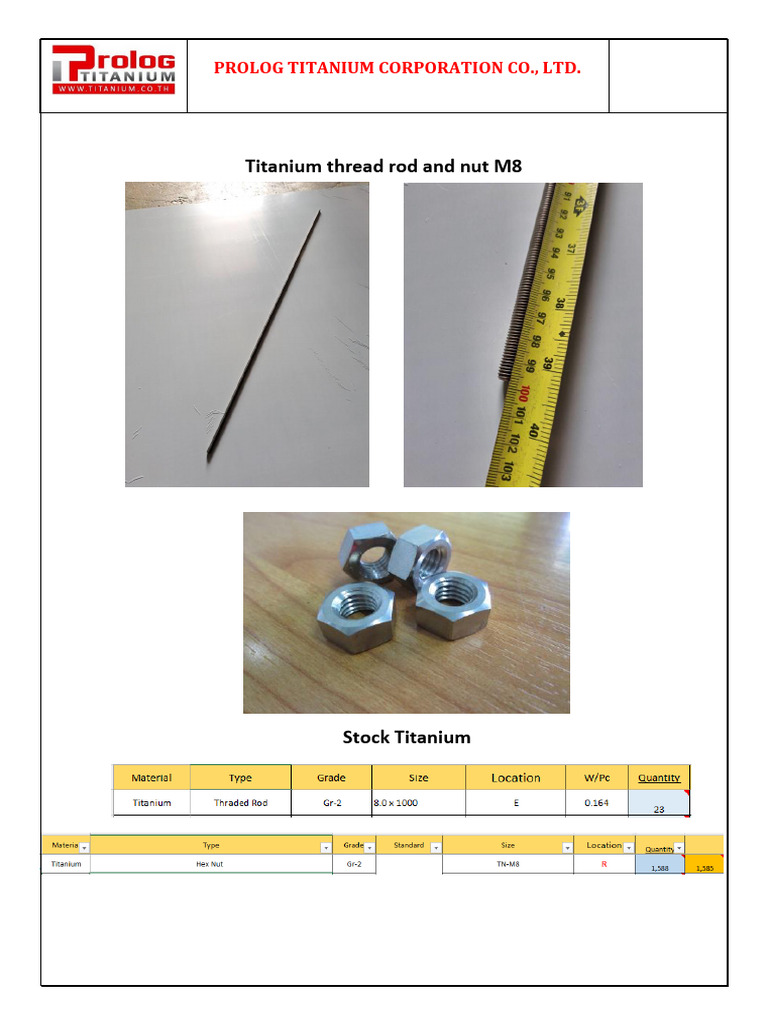 Prolog Titanium Quality Certificate | PDF | Titanium | Metals