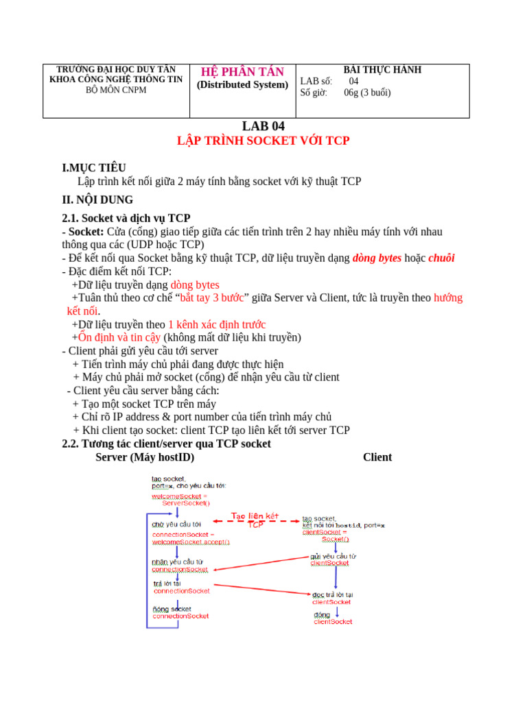 Lab3 Socket TCP 6g | PDF