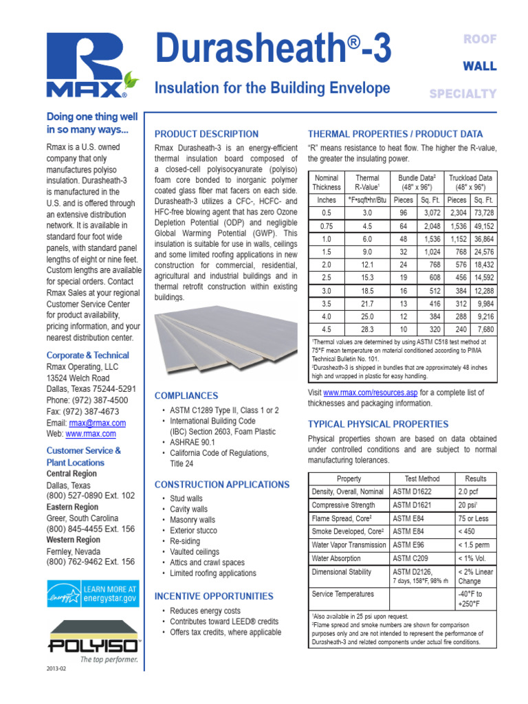 Rmax Durasheath-3 Insulation Overview | PDF | Building Insulation ...