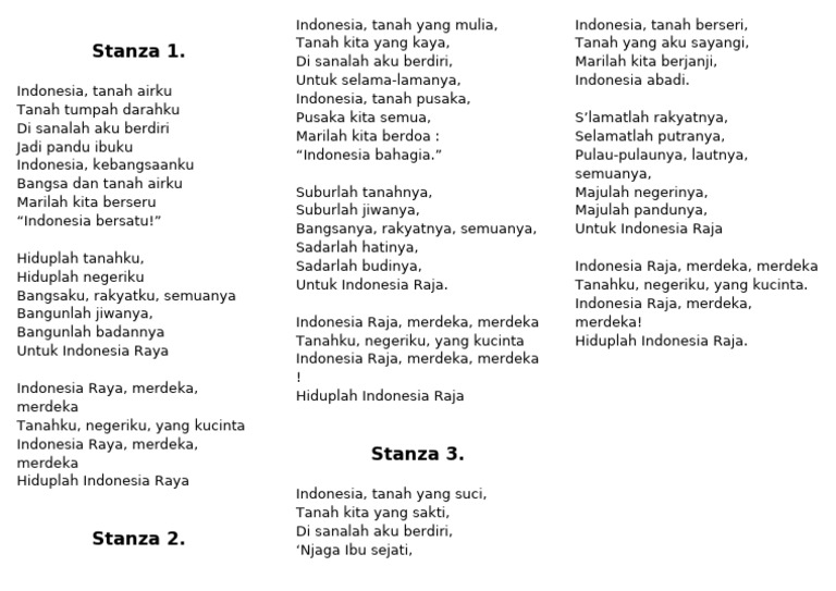 Hiduplah Indonesia Raya dan Merdeka | PDF