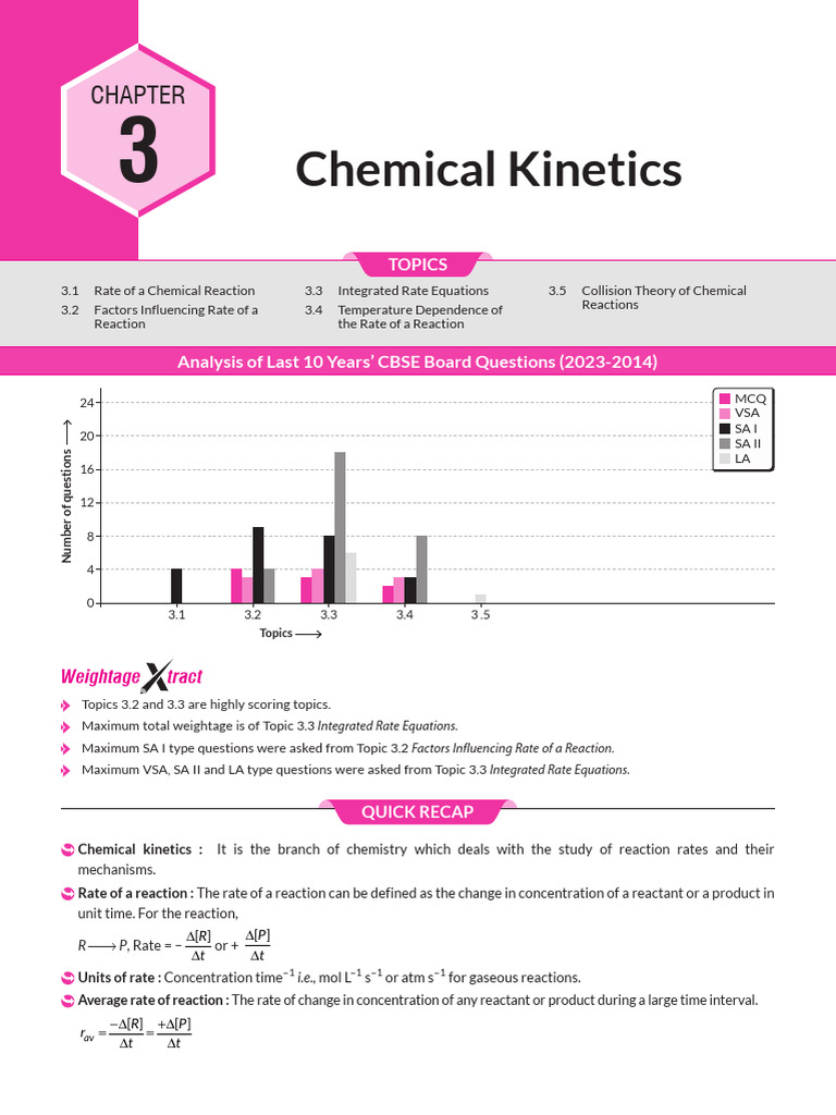CBSE Chemistry Kinetics Question Analysis | PDF | Reaction Rate ...