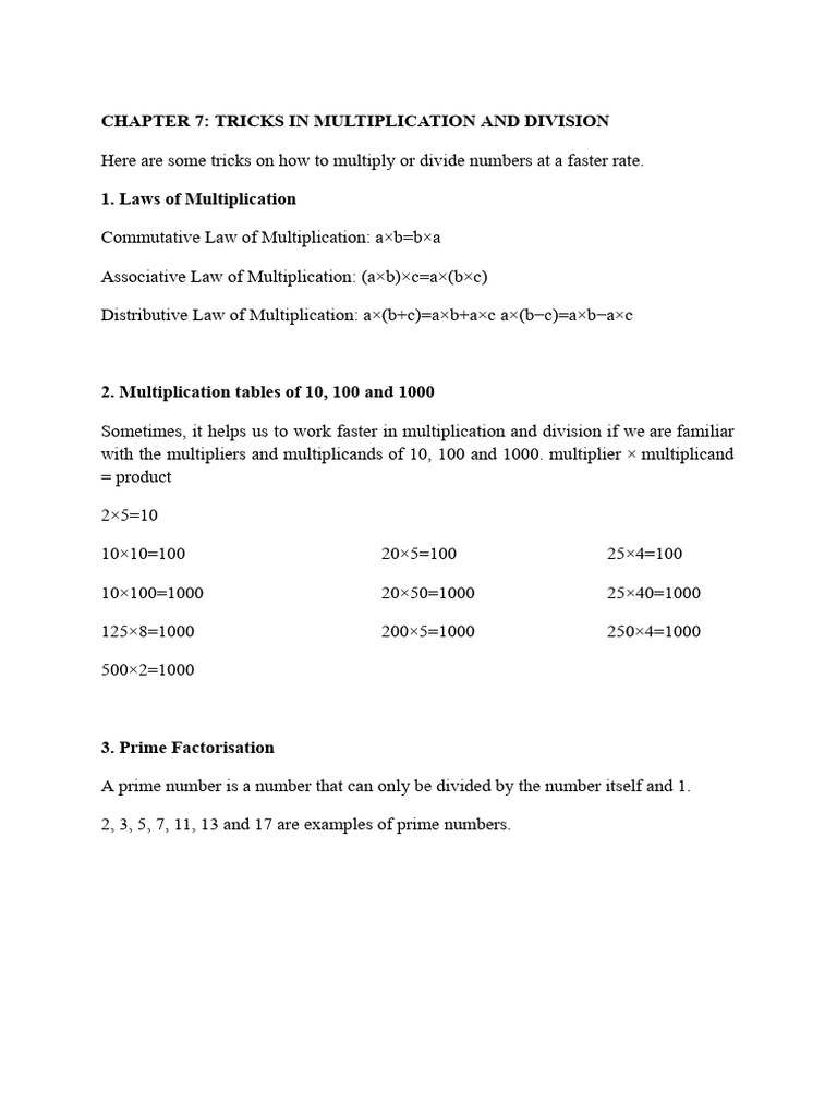 Multiplication and Division Tricks | PDF