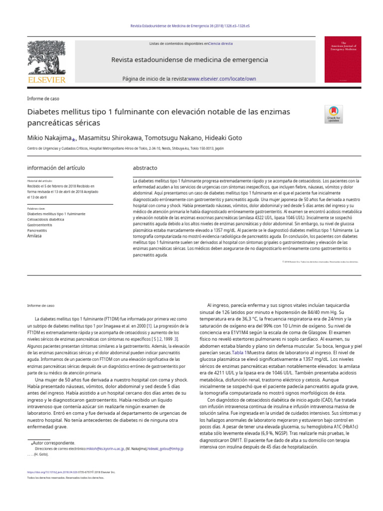 Fulminant Type 1 Diabetes Mellitus With Remarkable Elevation of Serum ...