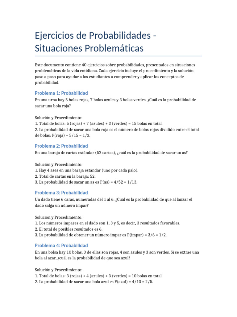 Ejercicios de Probabilidades y MCD | PDF | Probabilidad