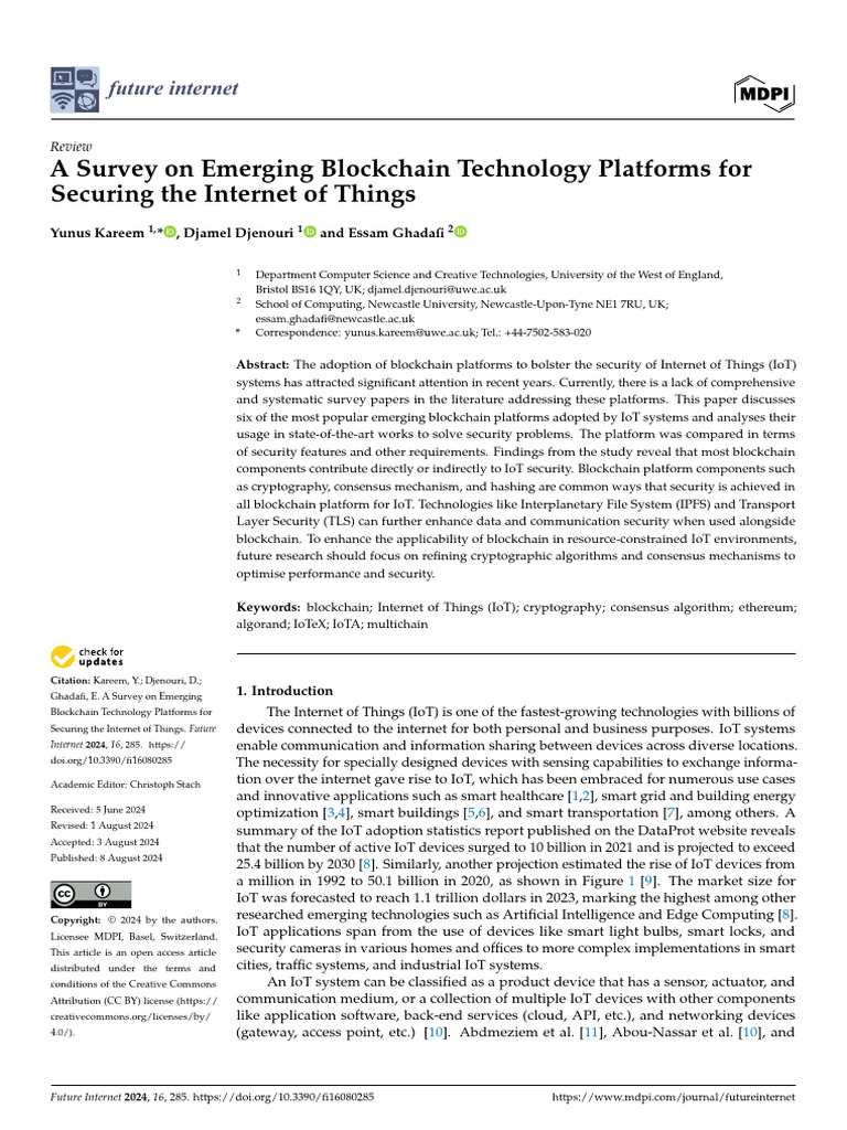 Blockchain for IoT Security: A Survey | PDF | Internet Of Things ...
