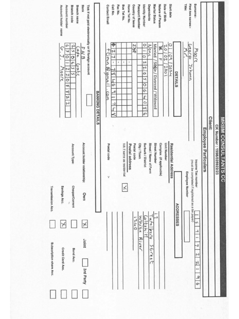 Employee Details Form - George Moore | PDF