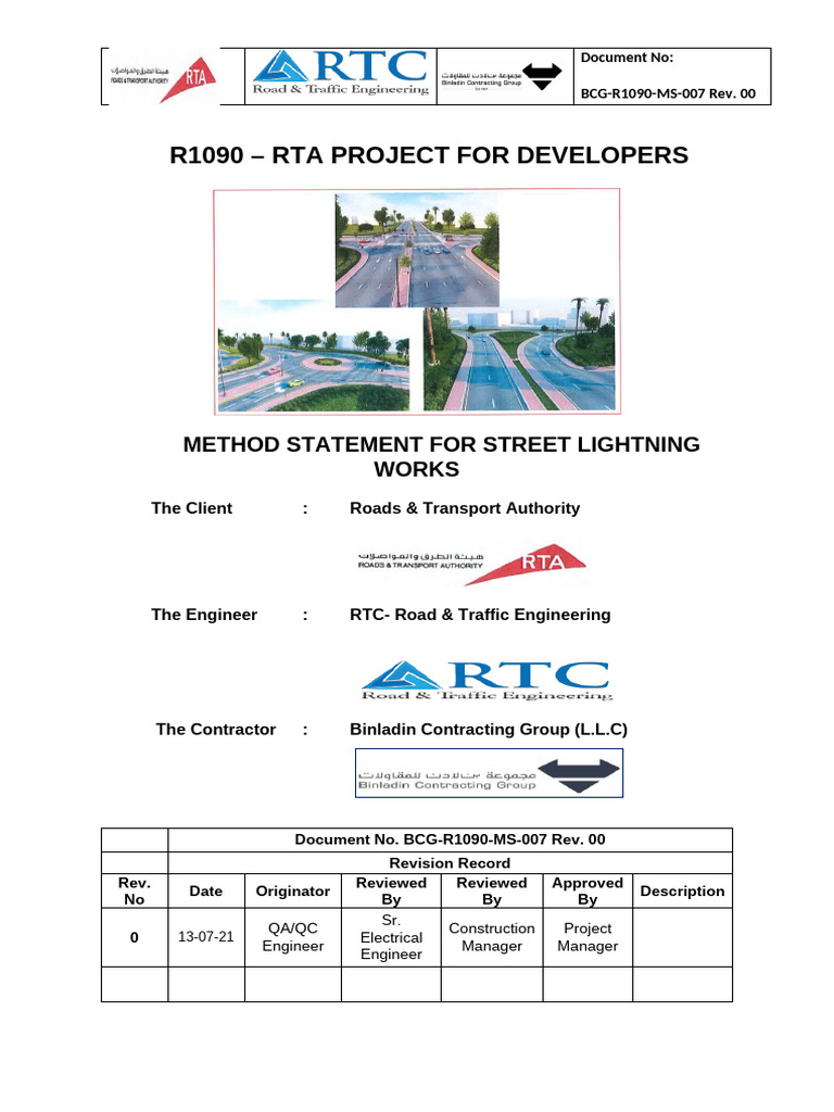 Method Statement for Street Lighting Installation | PDF | Precast ...