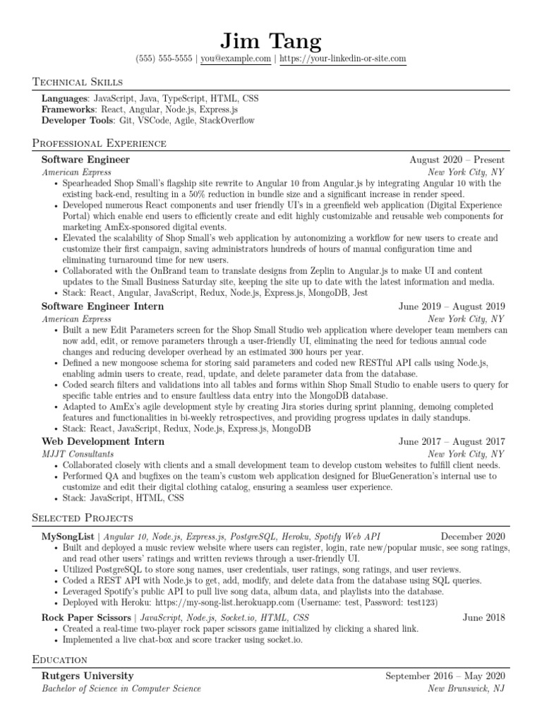 JobOffer Resume Template | PDF | Java Script | Databases