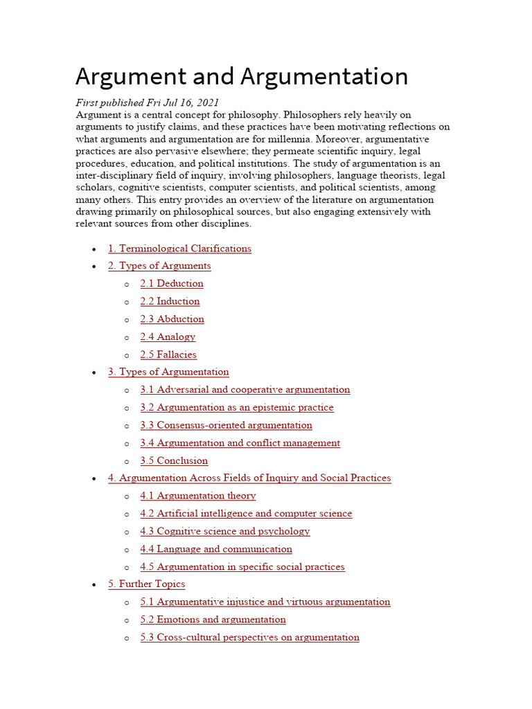 Understanding Argument and Argumentation | PDF | Inductive Reasoning ...