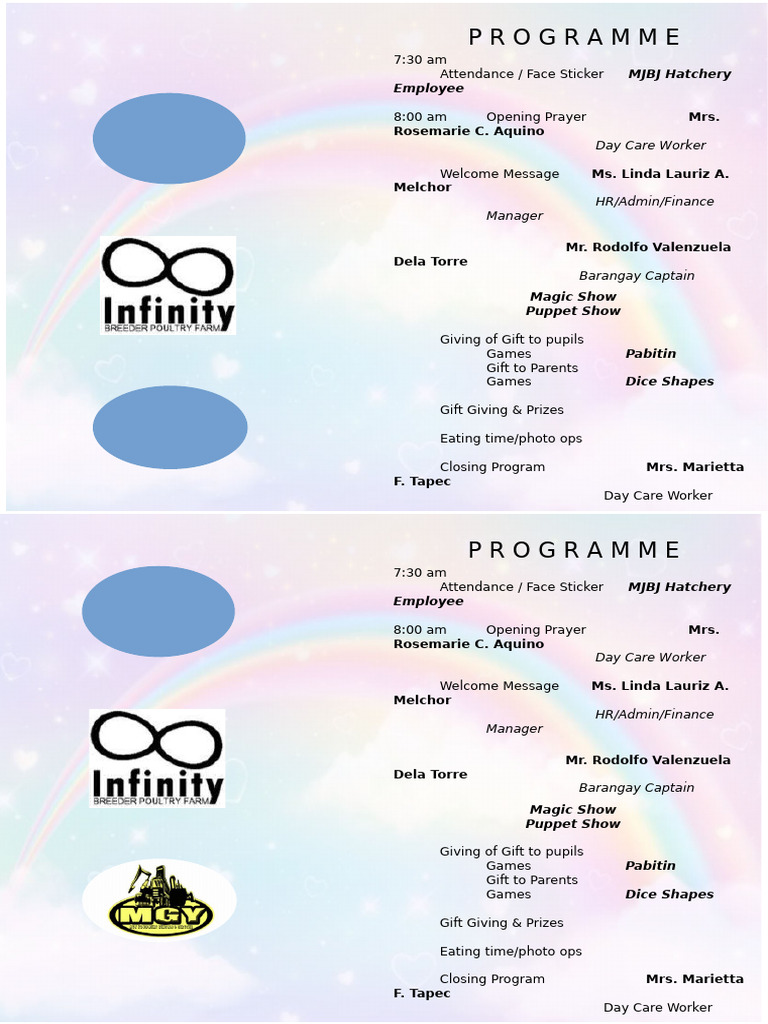 Day Care Program Schedule and Activities | PDF