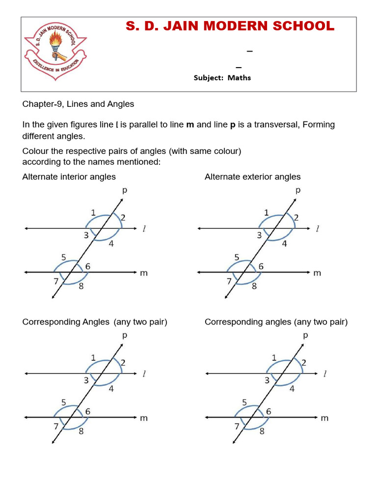 Lines and Anglesactivity | PDF
