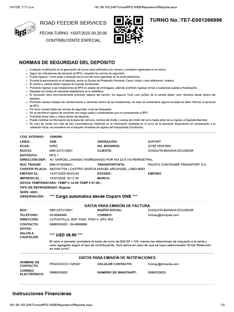 Normas de Seguridad en RFS | PDF